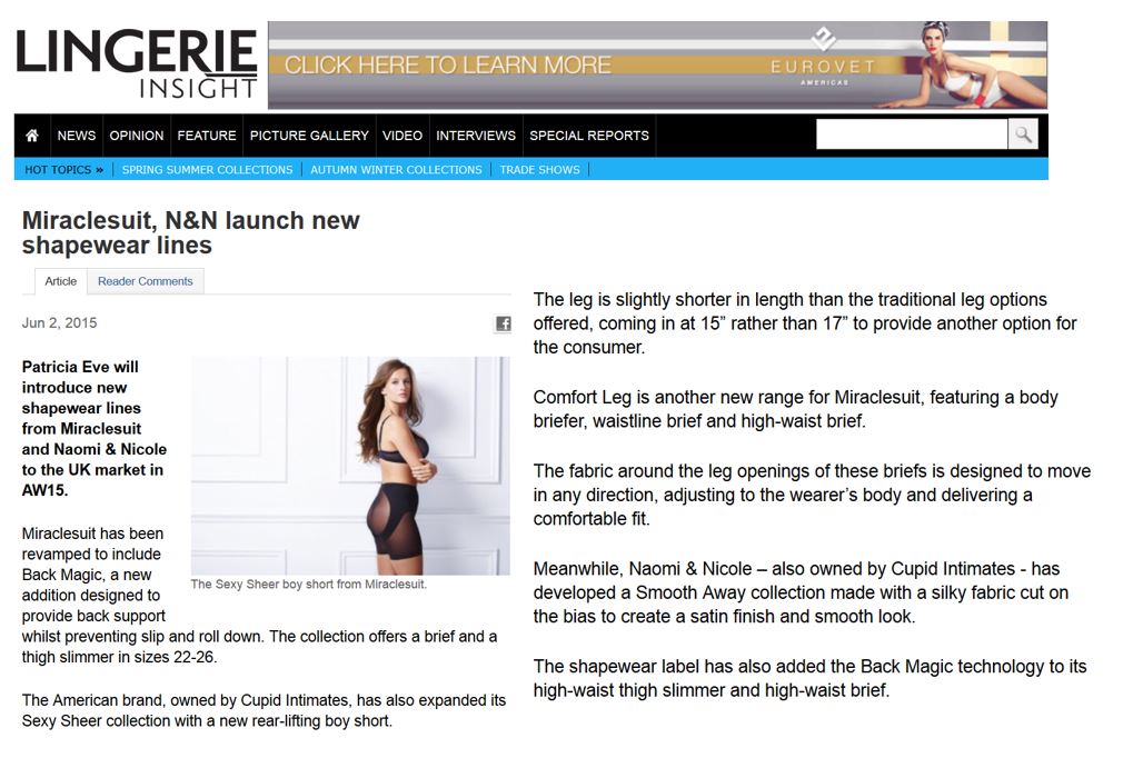 Lingerie Insight Miraclesuit N&N New Launch