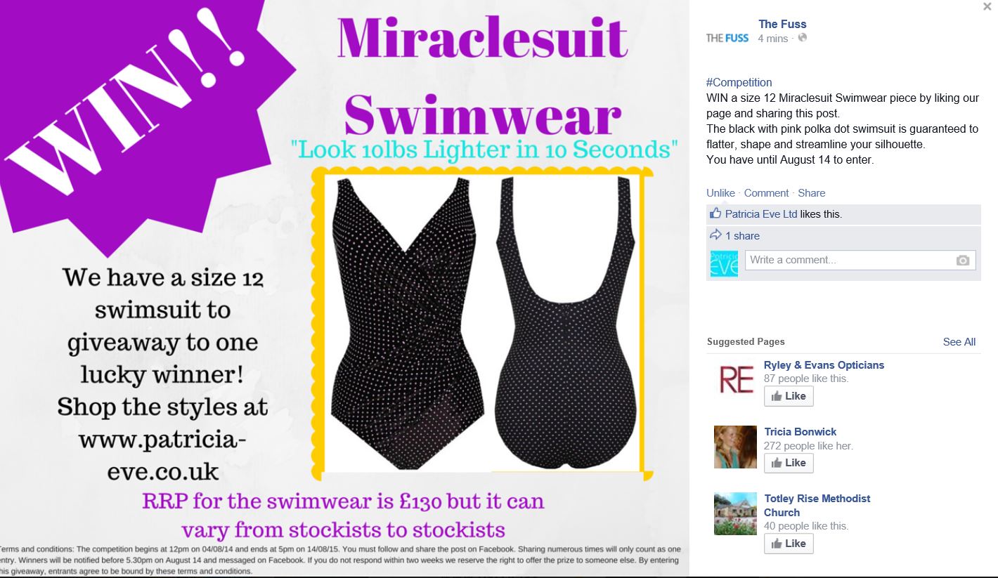 Miraclesuit The Fuss Facebook competition