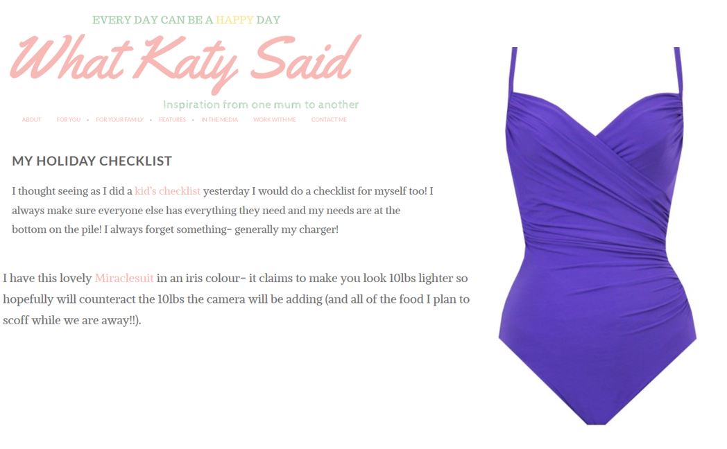 Miraclesuit - What Katy did blog