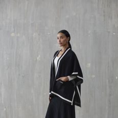 Artisan Knits&nbsp;Open-Front Knit Cape with Contrast Trim&nbsp;IC26FW-38